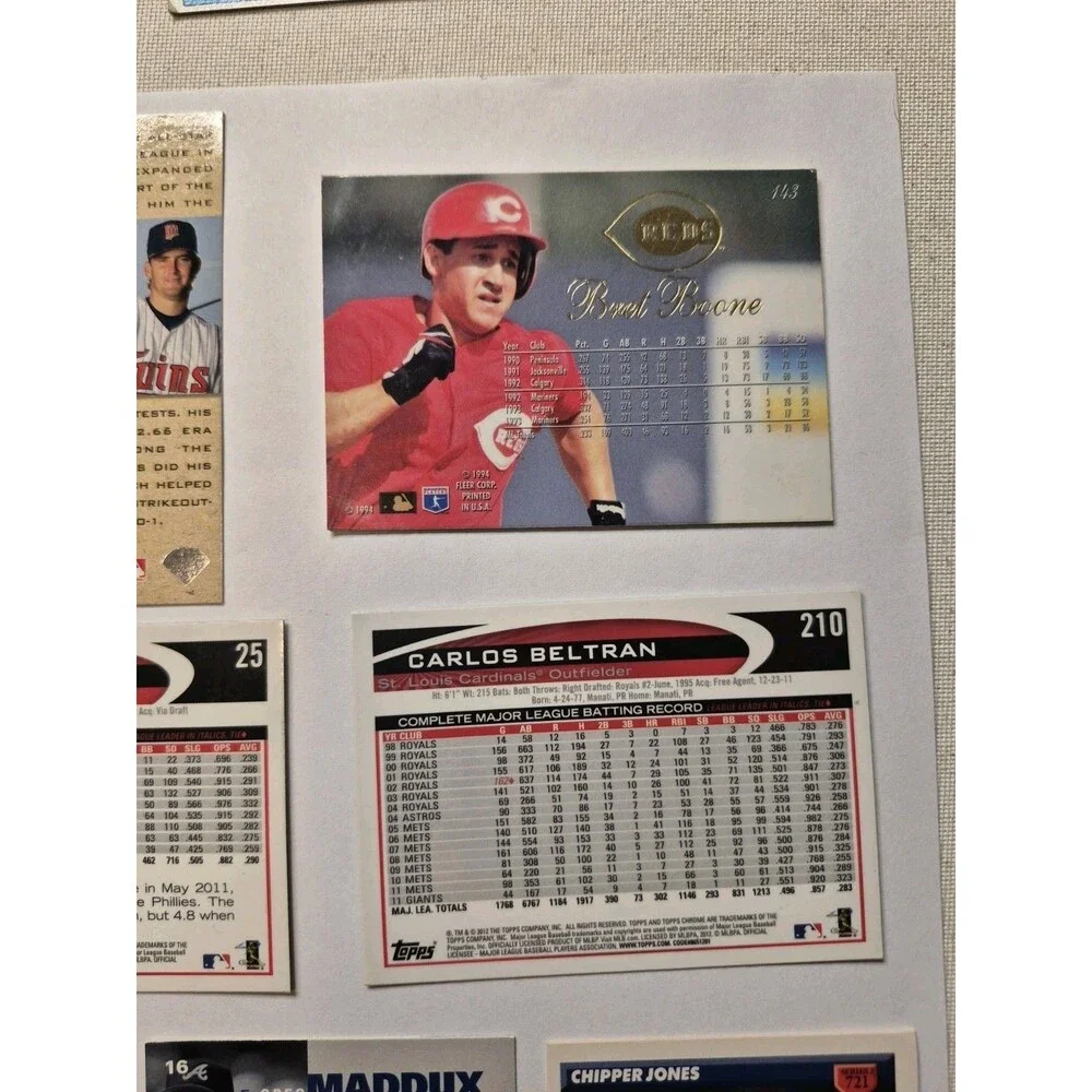 Baseball Card Lot Maddux Piazza Beltran Utley Jones Radke Riggs Bowman Topps...